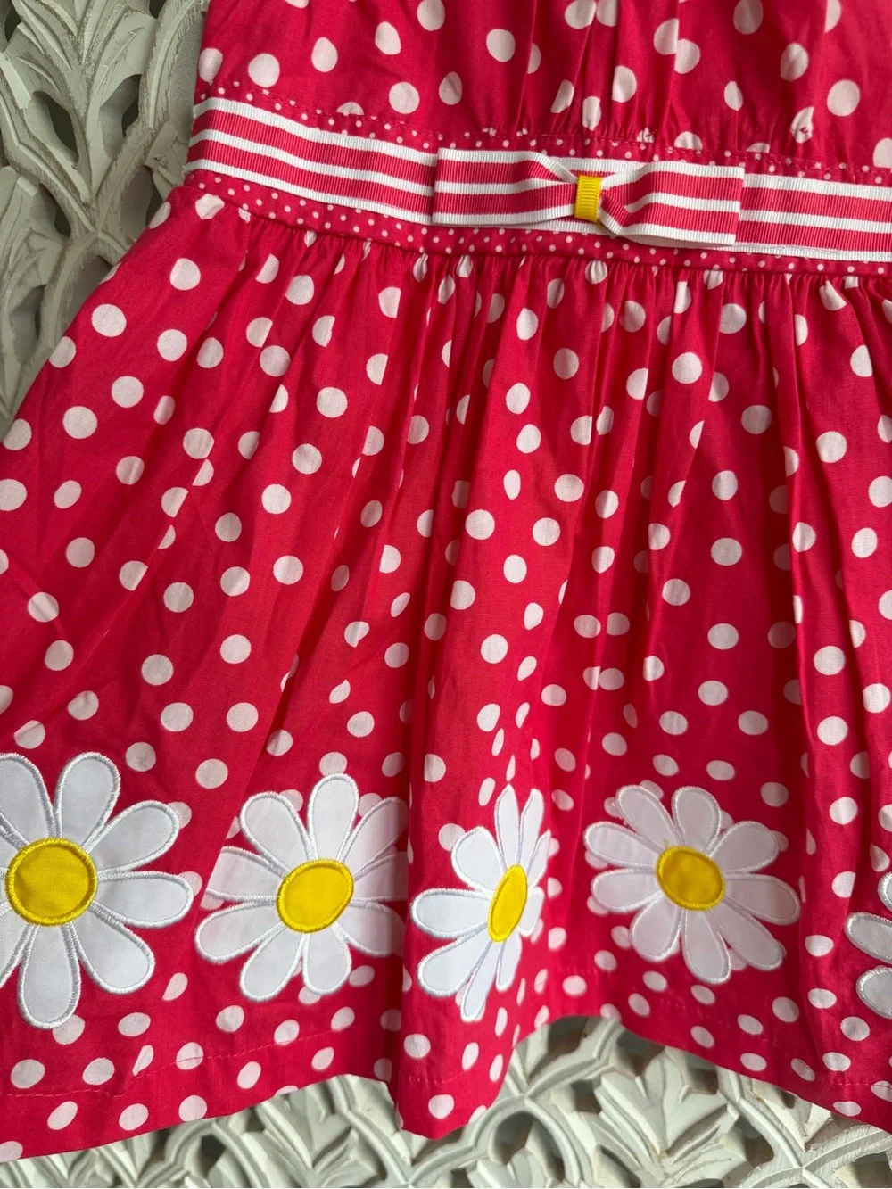 Blueberi Boulevard Hot Pink Polka Dot Daisy Dress, 24M